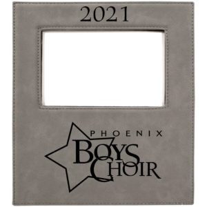 5" x 7" Gray Leatherette Photo Frame with Black Engraving